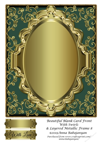 Beautiful Blank Card Front With Swirls & Layered Metallic Frame 8