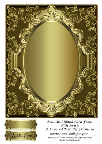 Beautiful Blank Card Front With Swirls & Layered Metallic Frame 10