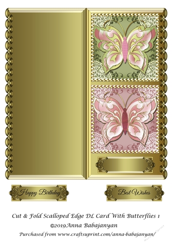 Cut & Fold Scalloped Edge DL Card With Butterflies 1