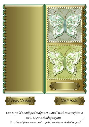 Cut & Fold Scalloped Edge DL Card With Butterflies 4