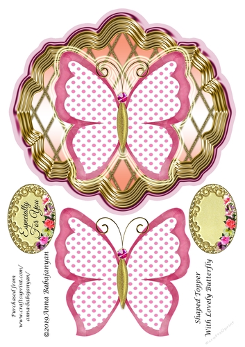 Shaped Topper With Lovely Butterfly