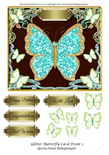 Glitter Butterfly Card Front 3