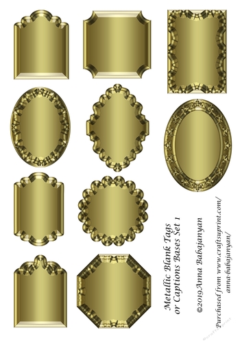 Metallic Blank Tags or Captions Bases Set 1