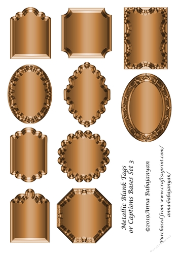 Metallic Blank Tags or Captions Bases Set 3