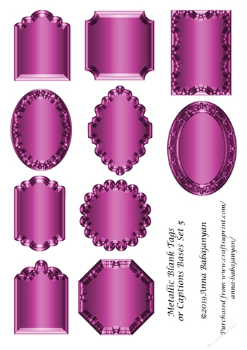 Metallic Blank Tags or Captions Bases Set 5
