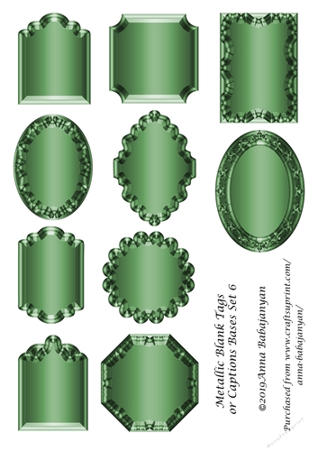 Metallic Blank Tags or Captions Bases Set 6