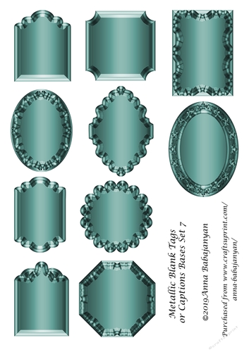 Metallic Blank Tags or Captions Bases Set 7