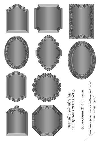 Metallic Blank Tags or Captions Bases Set 9