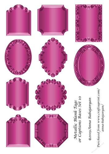 Metallic Blank Tags or Captions Bases Set 10