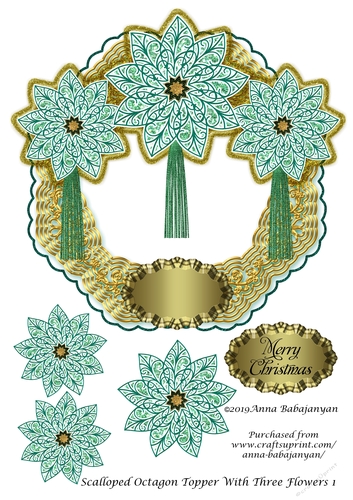 Scalloped Octagon Topper With Three Flowers 1