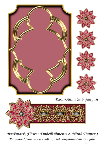 Bookmark Flower Embellishments & Blank Topper 1