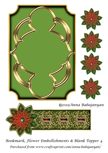 Bookmark Flower Embellishments & Blank Topper 4