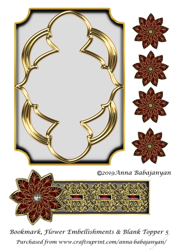 Bookmark Flower Embellishments & Blank Topper 5