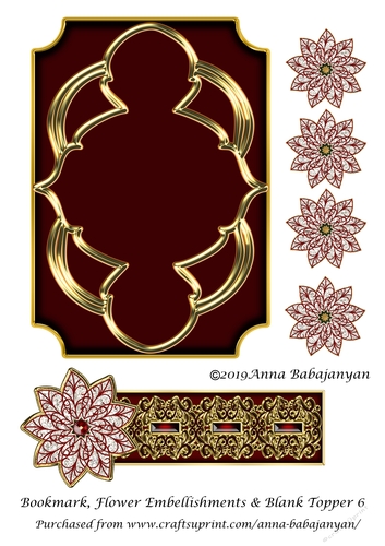 Bookmark Flower Embellishments & Blank Topper 6