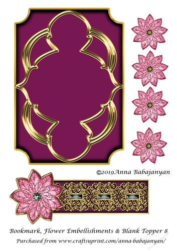Bookmark Flower Embellishments & Blank Topper 8