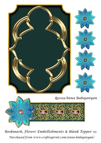 Bookmark Flower Embellishments & Blank Topper 10
