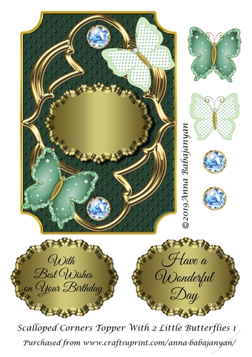 Scalloped Corners Topper With 2 Little Butterflies 1