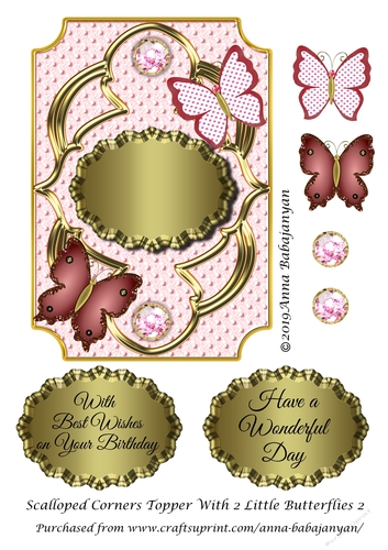 Scalloped Corners Topper With 2 Little Butterflies 2