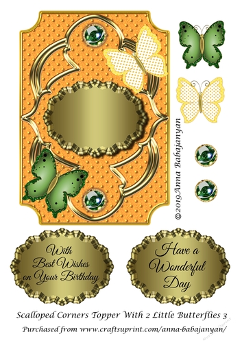 Scalloped Corners Topper With 2 Little Butterflies 3