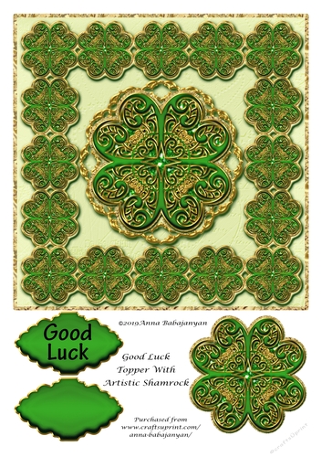 Good Luck Topper With Artistic Shamrock
