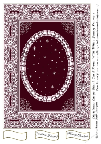 Christmas Large Blank Card Front With White Fancy Frame 1