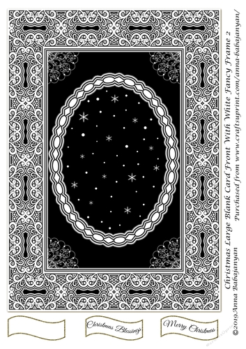Christmas Large Blank Card Front With White Fancy Frame 2