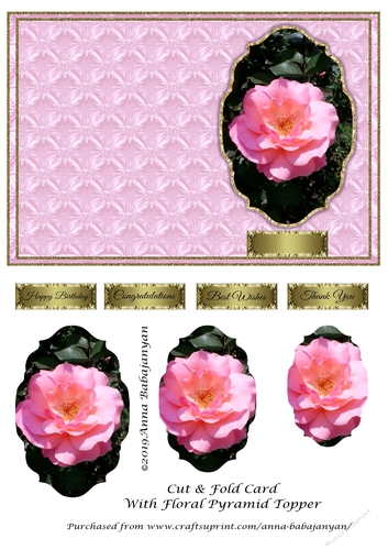 Cut & Fold Card With Floral Pyramid Topper