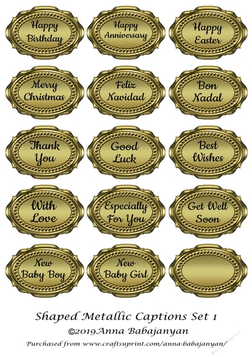 Shaped Metallic Captions Set 1