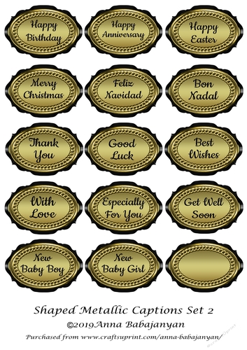 Shaped Metallic Captions Set 2