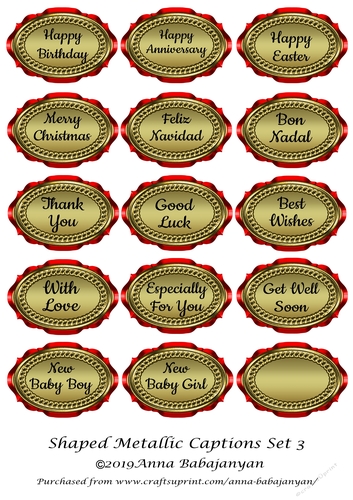 Shaped Metallic Captions Set 3