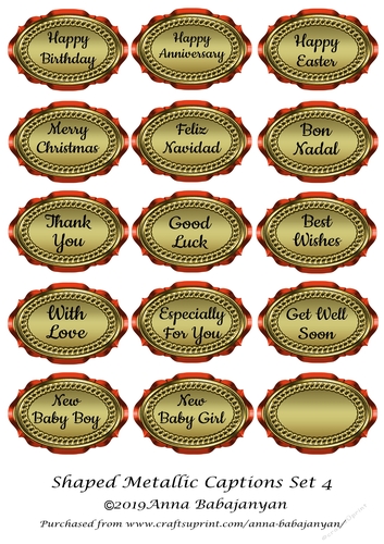 Shaped Metallic Captions Set 4