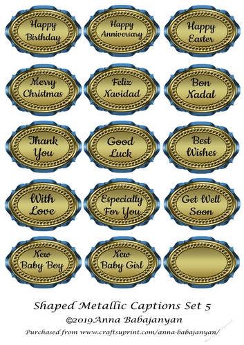 Shaped Metallic Captions Set 5