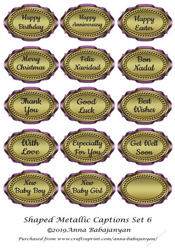 Shaped Metallic Captions Set 6