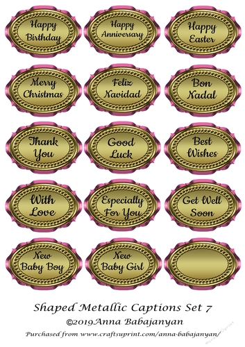 Shaped Metallic Captions Set 7