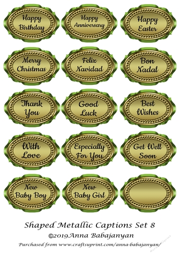 Shaped Metallic Captions Set 8