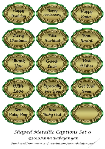Shaped Metallic Captions Set 9