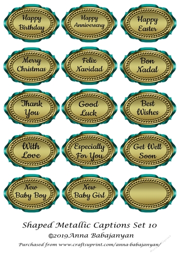 Shaped Metallic Captions Set 10