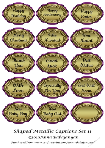 Shaped Metallic Captions Set 11