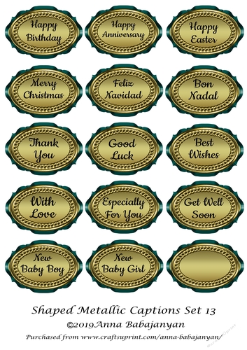 Shaped Metallic Captions Set 13