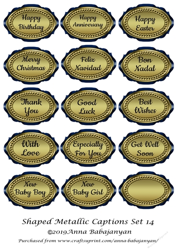 Shaped Metallic Captions Set 14
