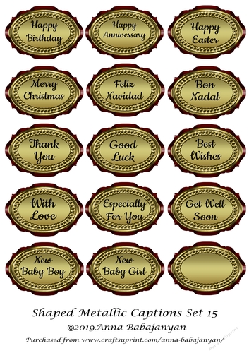 Shaped Metallic Captions Set 15