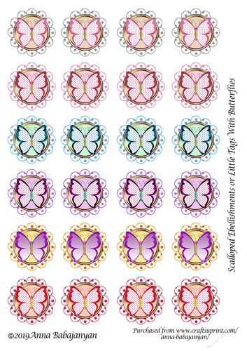 Scalloped Embellishments or Little Tags With Butterflies