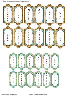 Months Embellishments / Tags