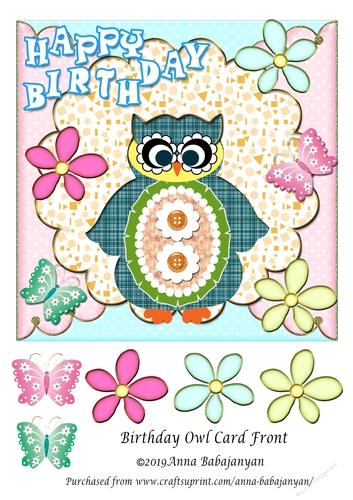 Birthday Owl Card Front