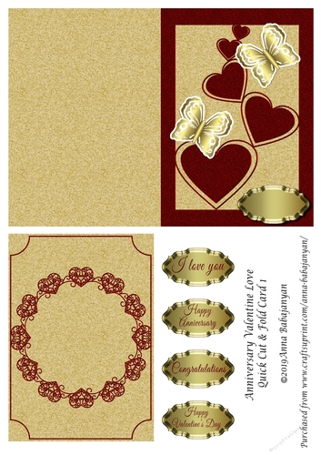 Anniversary Valentine Love Quick Cut & Fold Card 1