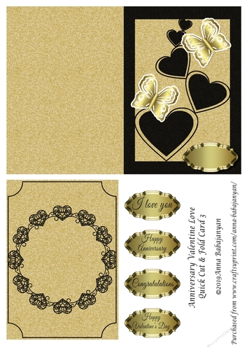 Anniversary Valentine Love Quick Cut & Fold Card 3