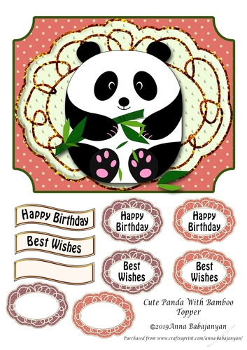 Cute Panda With Bamboo Topper