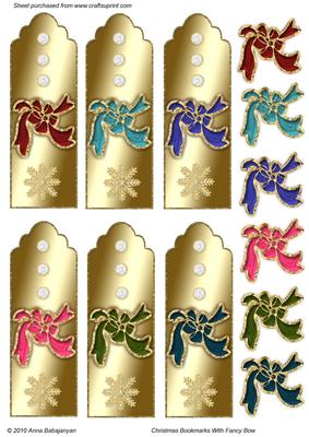 Christmas Bookmarks with Fancy Bow