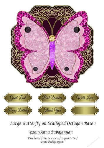 Large Butterfly on Scalloped Octagon Base 1