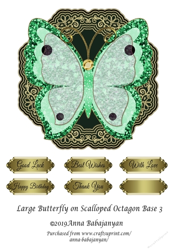 Large Butterfly on Scalloped Octagon Base 3